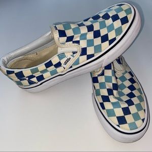 Vans - 2 tone Blue checkered slip on 💙◻️🟦◻️